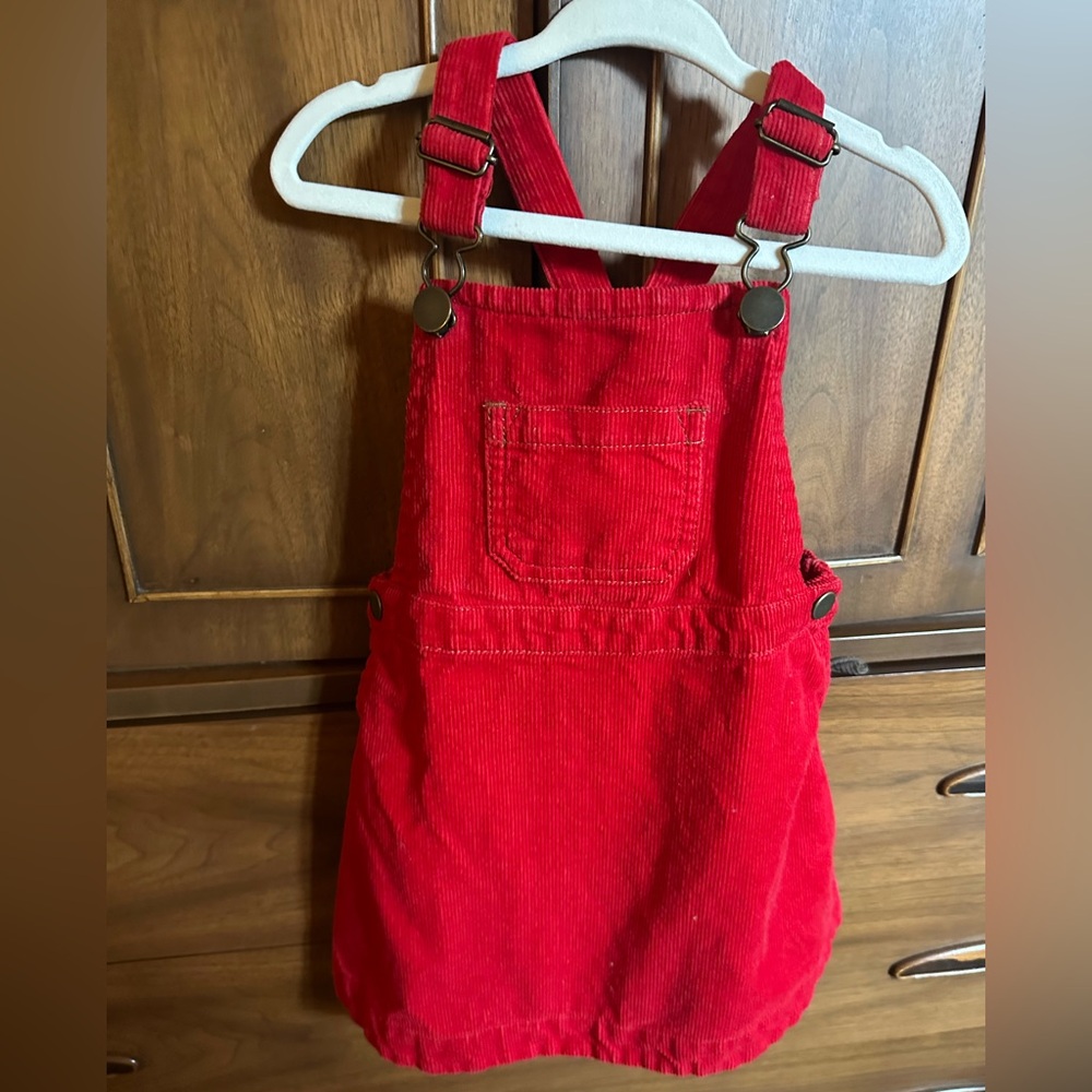 Hanna Andersson Red Corduroy Overall Dress
